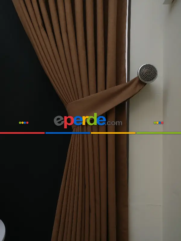 Düz Renk Dökümlü Fon Perde (150)- Kapiçino