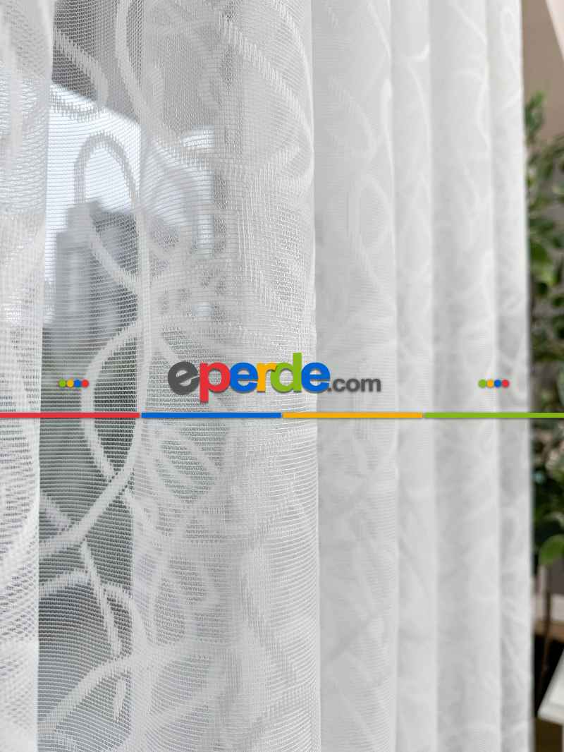 Desenli Fransız Dantel Örme Tül Perde, Desenli Ütü İstemeyen Tül