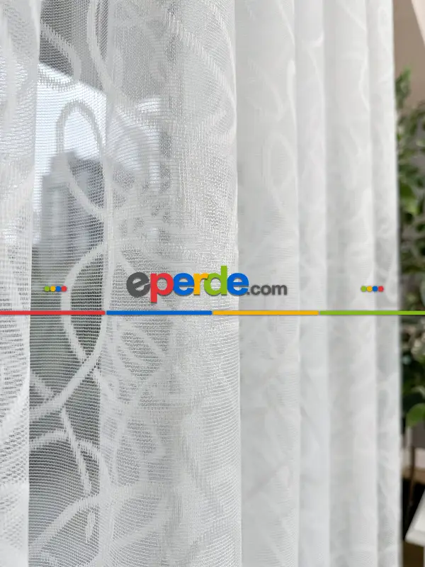 Yatak Odası - Desenli Fransız Dantel Örme Tül Perde, Desenli Ütü İstemeyen Tül