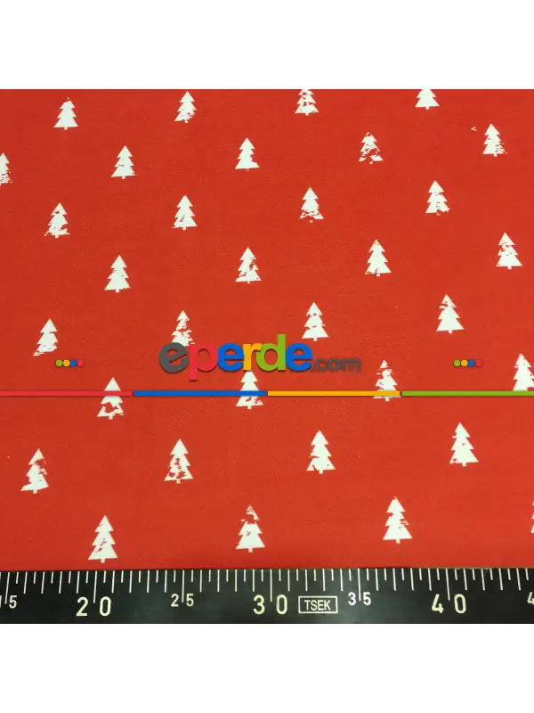 Çam Ağacı Desenli Fon Perde Evm751-5 Kumaşı Kalındır Duck Bezi Değildir- Beyaz-Bordo