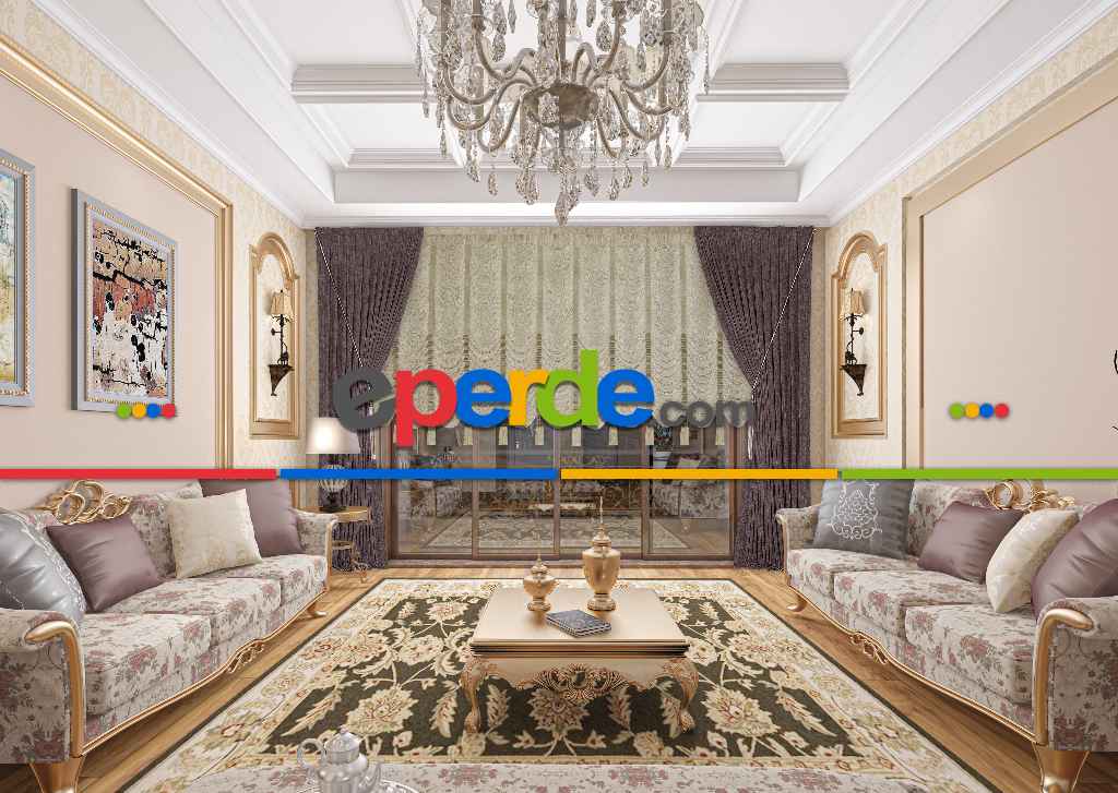 Drape Dar Bant Bantsız Yarım Şelale İp Perde Bej Altın Simli- Beyaz-altın Simli