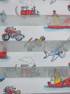 Çocuk Odası - Gemili Uçaklı Motor Desenli Erkek Çocuk Odası Zebra Perde-  Çok Renkli 2