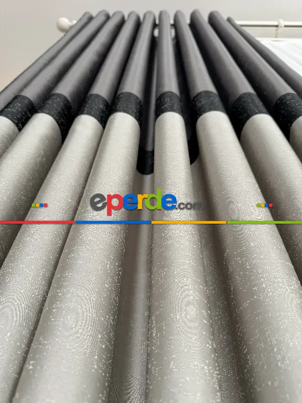 Yatak Odası - Gri Kum Beji Jakar Dokuma Fon Perde, Parlak Zemin