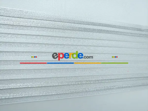 Pliseli Zebra Perde Gri Şeritli- Beyaz