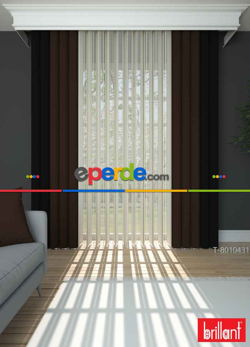 Brillant Akıllı Tül Siyah-kahverengi Perde Tül Dikey Zebra Perde Düz 1. Kalite