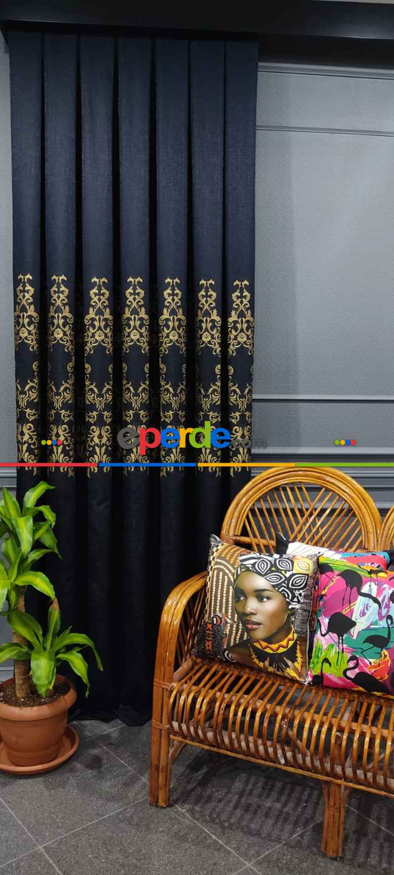 Salon Fon Perde - Lacivert Damask Desenli, Dokuma Fon Perde, Adet Fiyatıdır, İstediğiniz Boy Ölçüsünde Dikilir, Eni 50 İla 100cm Arası Seçenekler, Sık Piledir 50cm X 1cm 