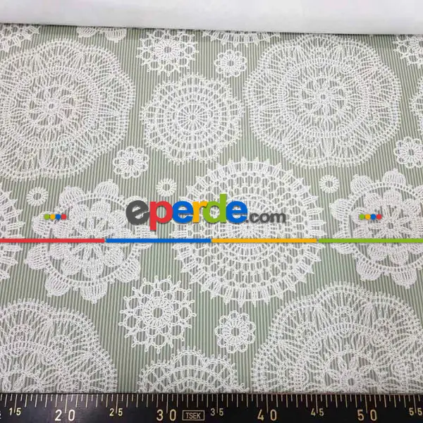 Yatak Odası - Dantel Desenli Fon Perde Evm1099 Kumaşı Kalındır Duck Bezi Değildir- Beyaz