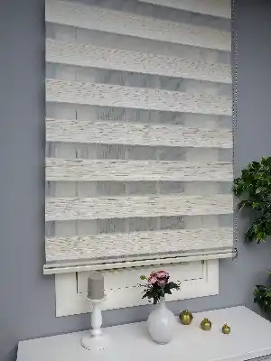 Renk Geçişli Pliseli Zebra Beyaz-krem Yeni Sezon Perle Home