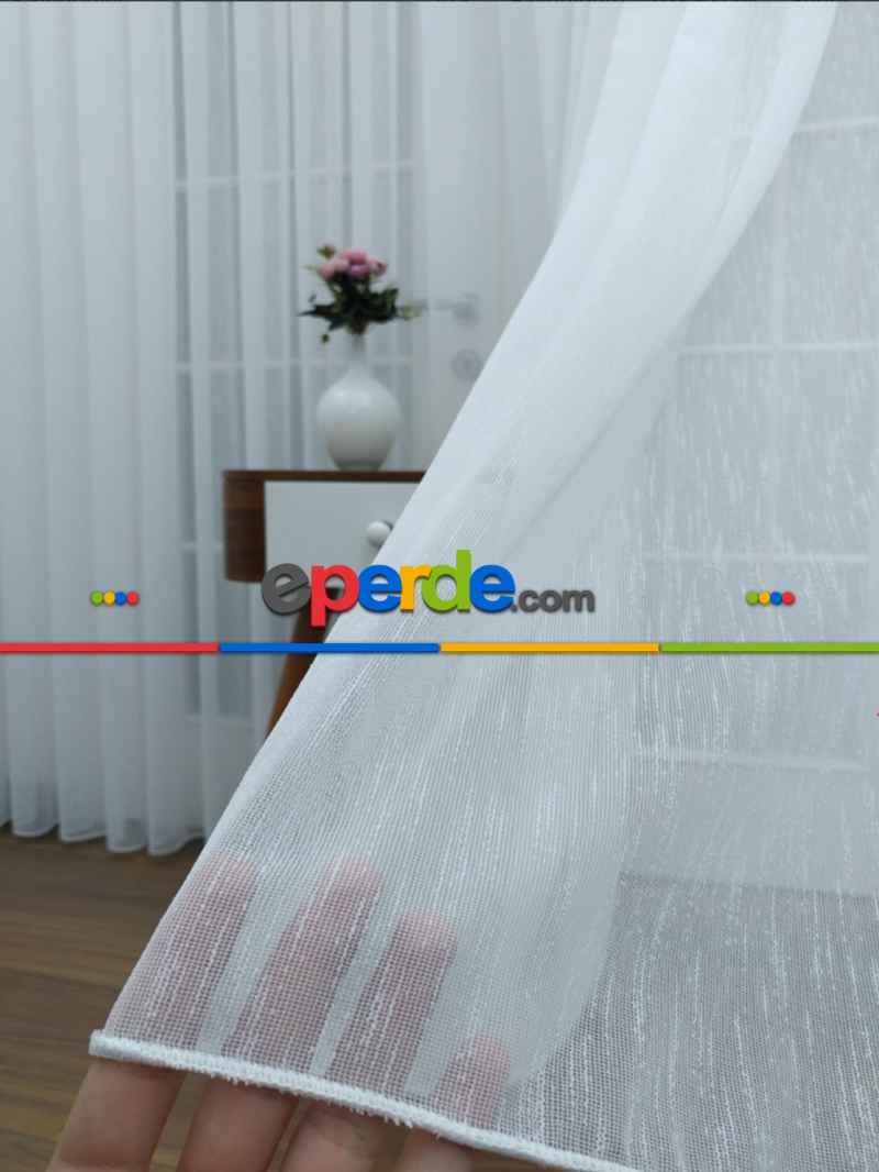 Mutfak - Düz Şantuk Hafif Keten Ekru Tül Ütü İstemez- Ekru