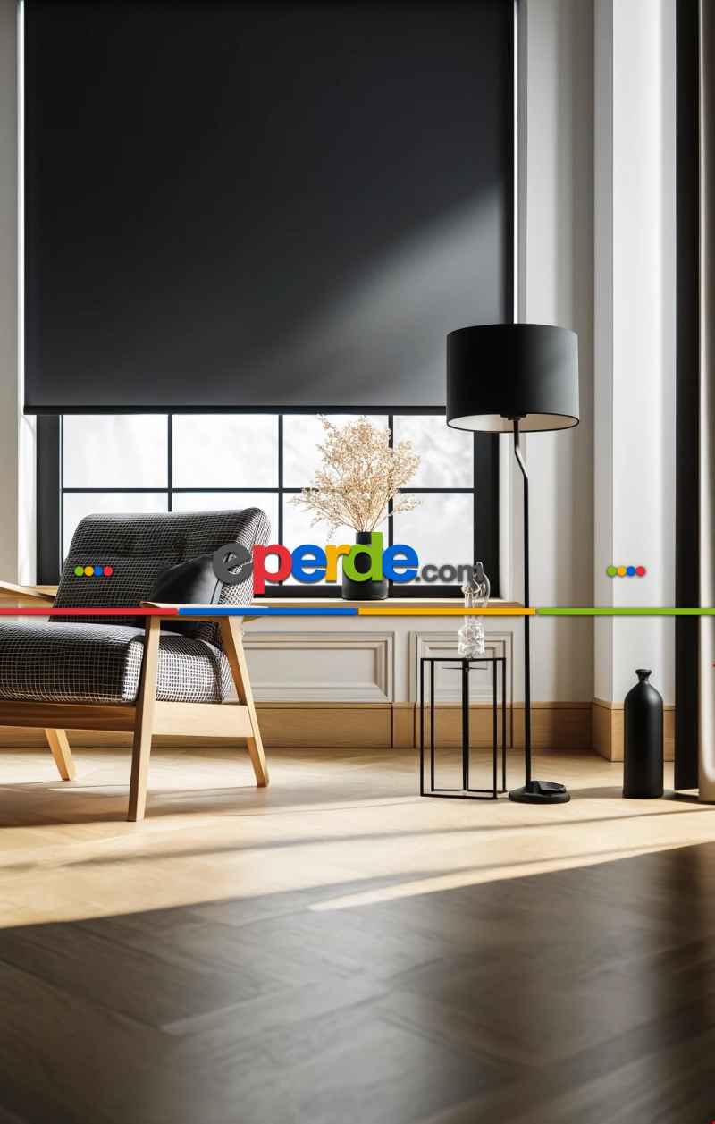 Hazır Ölçülü - Kampanyalı - Antrasit Blackout Düz %100 Karartma Stor Perde 195cm En X 200cm Boy 195cm X 200cm 