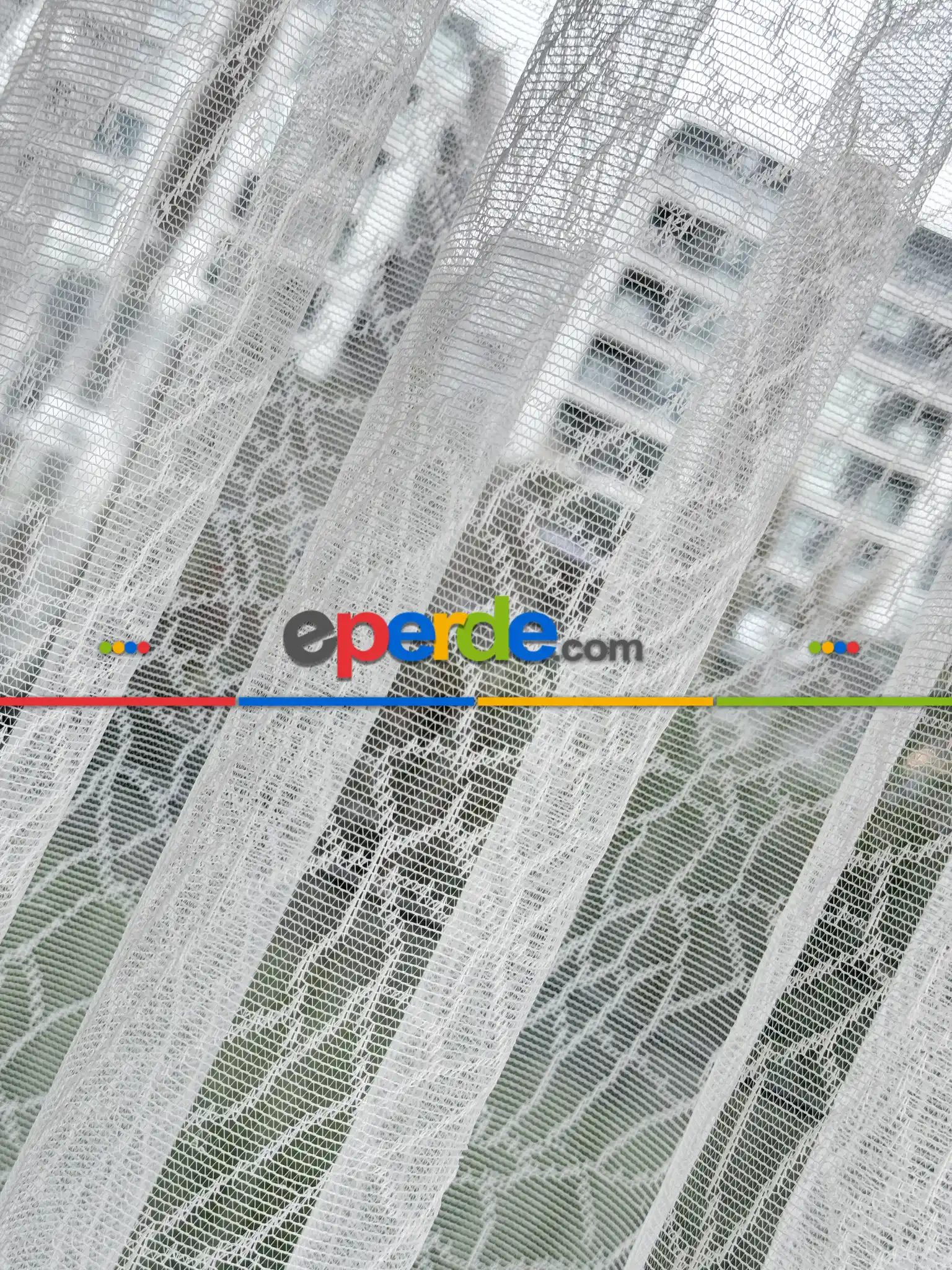 Salon - Desenli Fransız Dantel Örme Tül Perde, Desenli Ütü İstemeyen Tül