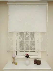 Yatak Odası - Jakar Örme Tül- Ekru Çiftli Sistem Dantel Desenli Perde- Ekru