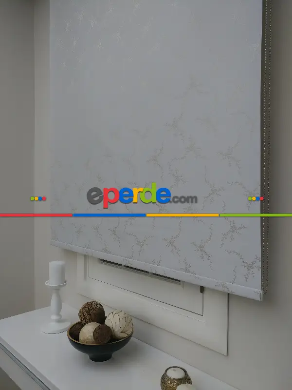 Salon Stor Perde - Gri Krem Desenli Blackout Karartma- Beyaz-krem- Çok Renkli 2