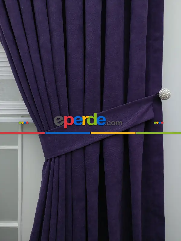 %25 İndirimli!!! Mor Düz Fon Perde- Mor