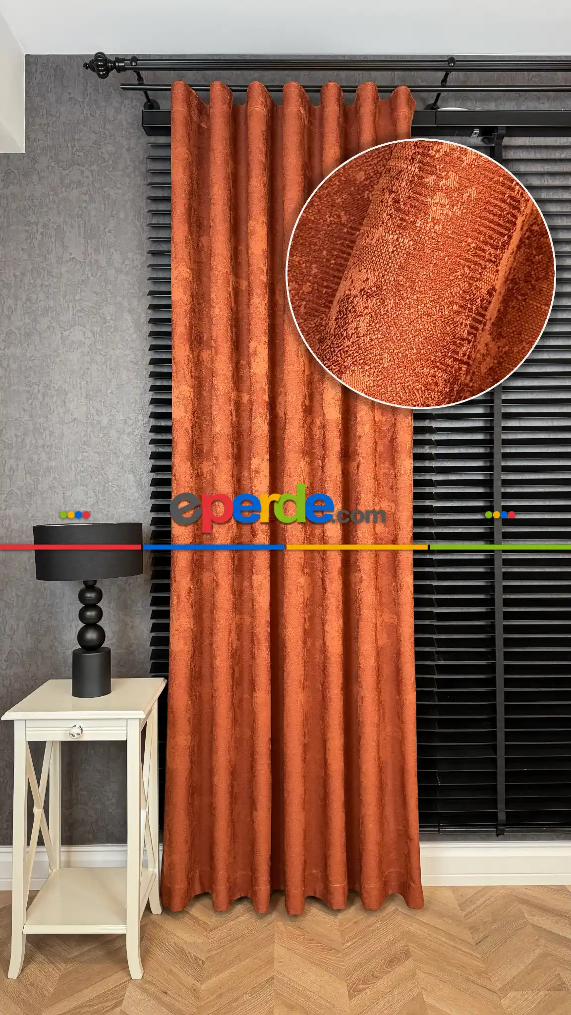 Kiremit Premium Jakar Dokuma Fon Perde