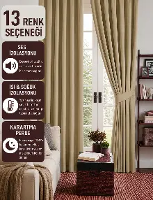 Bej Vizon Renk Karartma Blackout Güneşlik Fon Kalın Perde