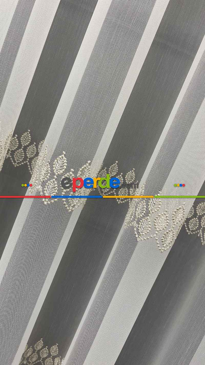 Yatak Odası - Premium Seri Trend Perde Modelleri 2023-kabartma Atlas İplikle Nakışlı İşleme Tül Perde 02