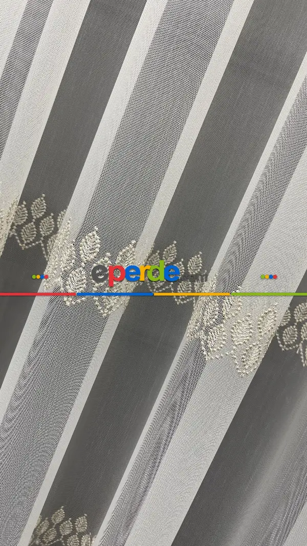 Oturma Odası - Premium Seri Trend Perde Modelleri 2023-kabartma Atlas İplikle Nakışlı İşleme Tül Perde 02