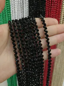 Siyah Rengi İp Perde Bukle Serisi- Siyah-gümüş