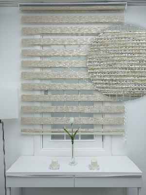 #üreticifirma %40 Indirimli !!! Bej - Bambu Zebra Perde - Simli- Bej