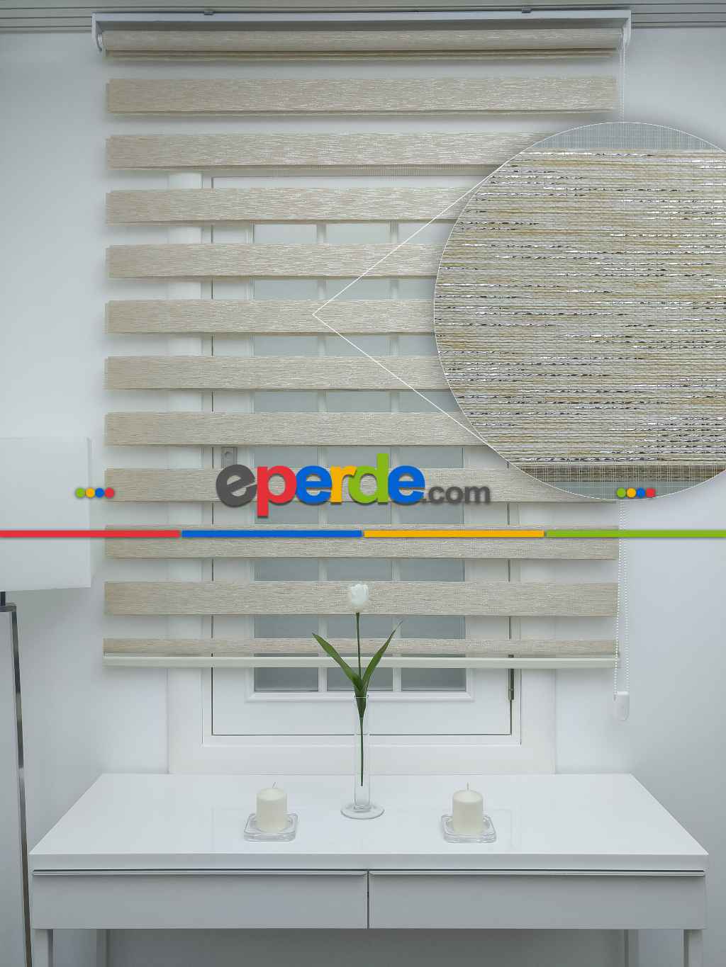 #üreticifirma %40 Indirimli !!! Bej - Bambu Zebra Perde - Simli- Bej