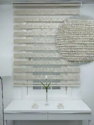 #üreticifirma %40 Indirimli !!! Bej - Bambu Zebra Perde - Simli- Bej