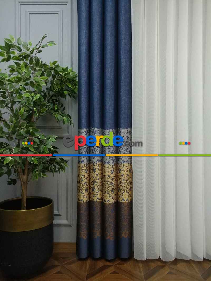 Lens Akıllı Dikey Tül Perde Antik-52- Çok Renkli 2