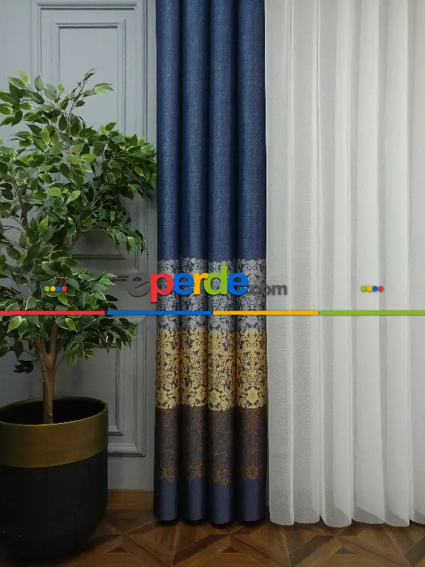 Lens Akıllı Dikey Tül Perde Antik-52- Çok Renkli 2