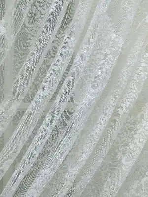 Özel Örme Dokulu Damask Desenli Kruvaze Tül Perde 100% Orjinal Ürün- Ekru