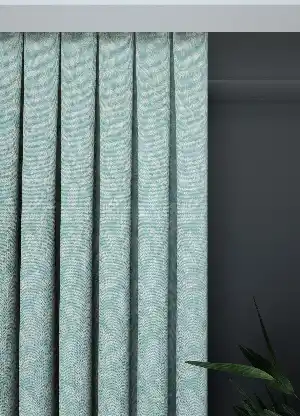 Dökümlü Kumaştan Salon - Geniş En Mint Renkli Yaprak Desen Perde 1. Kalite
