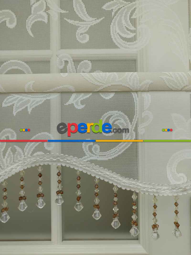 Taç - Tül Ve Stor Perde - 1. Kalite - Leke Tutmaz - Yıkanabilir - Örme - Krem Açık - Ekru