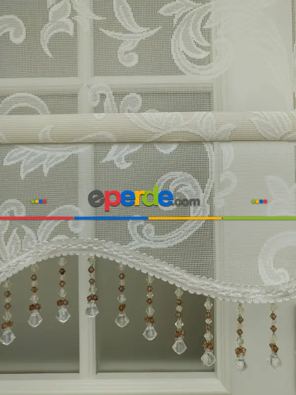 Taç - Tül Ve Stor Perde - 1. Kalite - Leke Tutmaz - Yıkanabilir - Örme - Krem Açık - Ekru