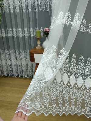 Brode İşlemeli Tül Perde Özel Seri Elit 103- Ekru