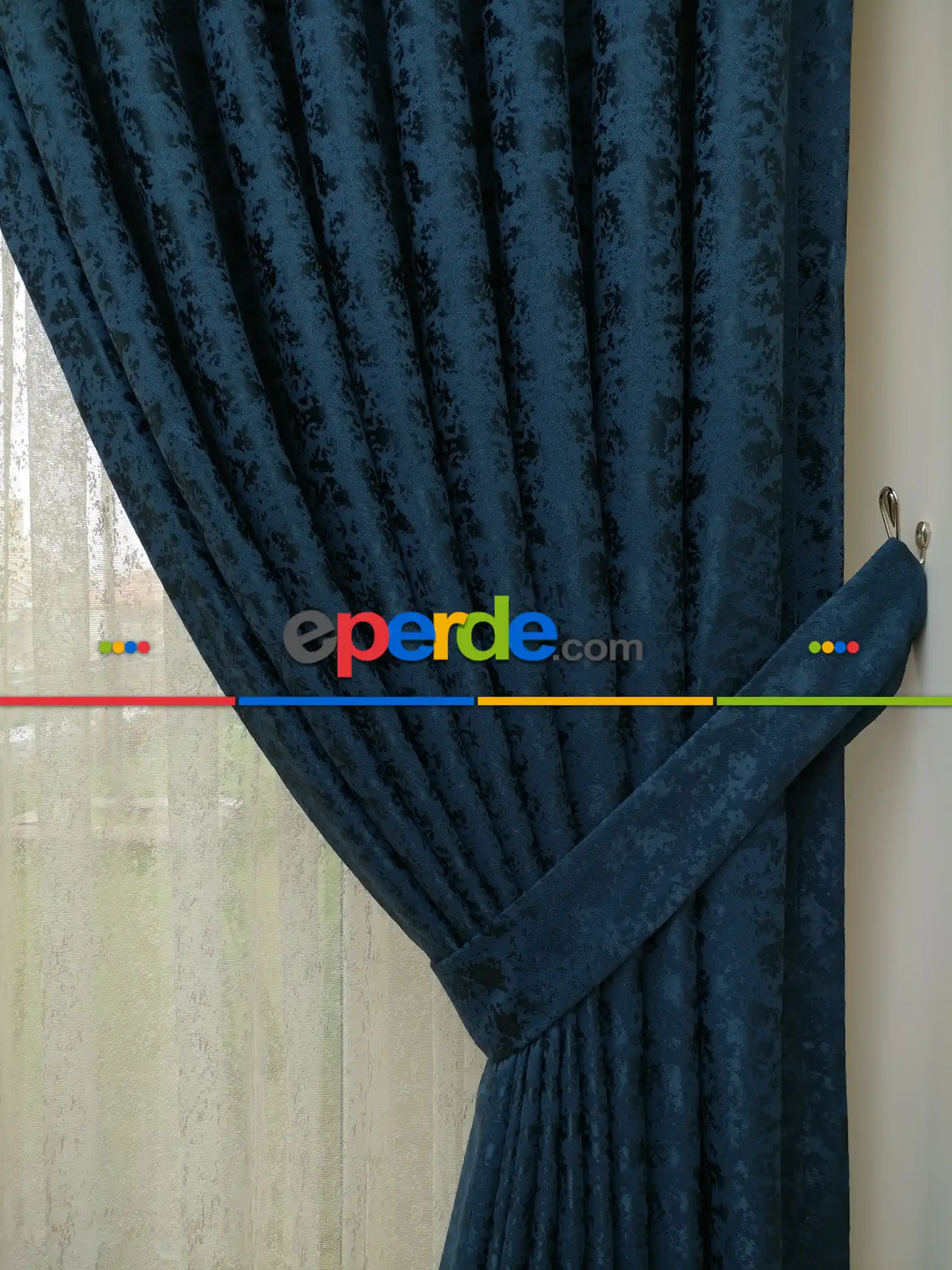 Lacivert Duz Jakar Fon Perde (150)- Lacivert