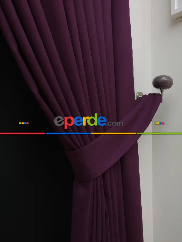 Düz Renk Dökümlü Fon Perde (180)- Mor