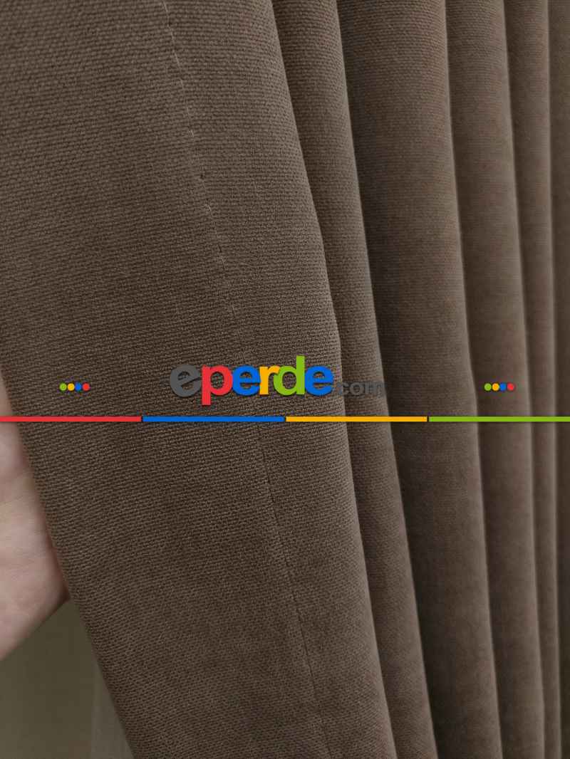 Kahve - Düz Fon Perde ( 300cm 1.kalite Dökümlü Fon Perde )- Kahve
