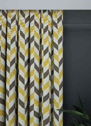Dökümlü Kumaştan Geniş En Sarı Balıksırtı Desenli Fon Perde 1. Kalite