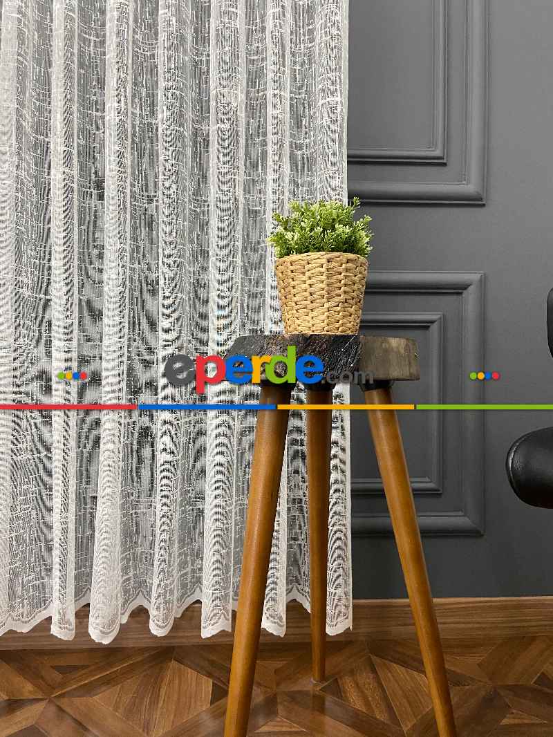 Mutfak - Salon Yatak Odası Fransız Dantel 2021 Tül Perde- Ekru