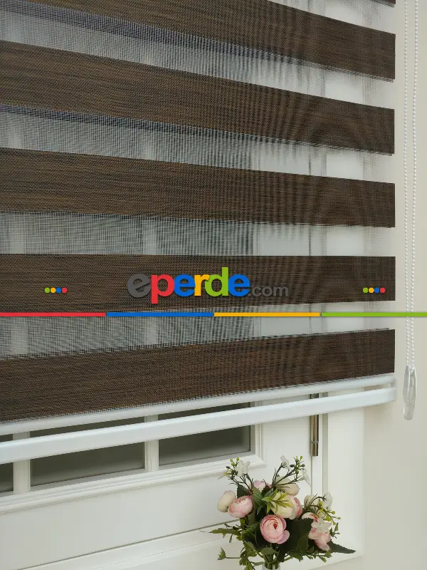 #üreticifirma %40 İndirimli Lüx Bambu Zebra Perde Ahşap Görünümlü -acı Kahve- Acı Kahve
