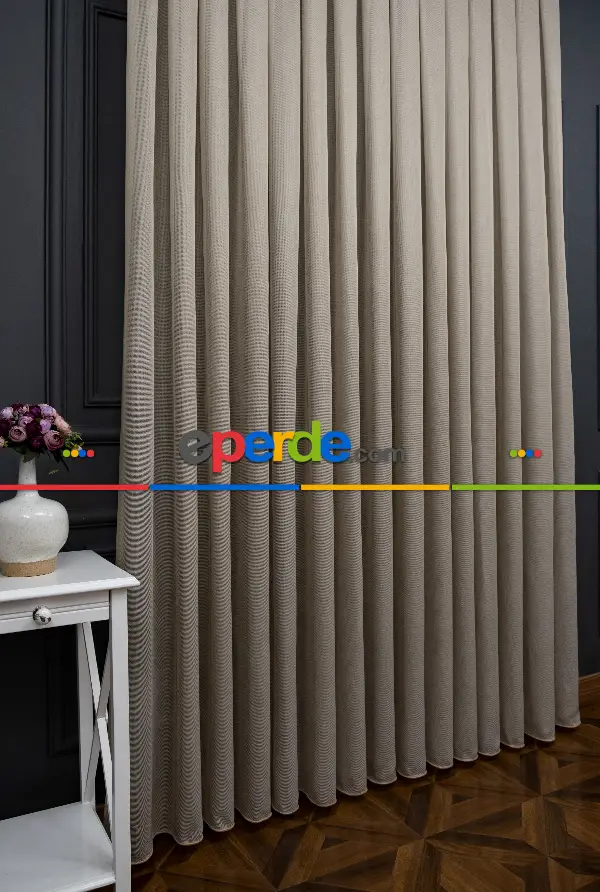 Salon Tül - Vizon Renkli Kedi Tırmalamalarına Dayanaklı Tül Perde