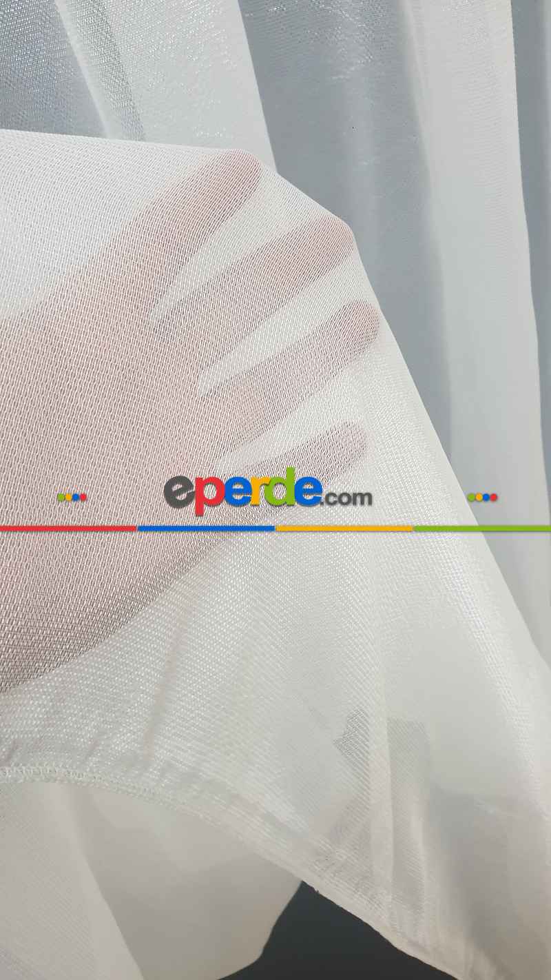 Yatak Odası - Parlak Kalın Tül Tasarım Moda Yeni Tasarım- Beyaz-ekru