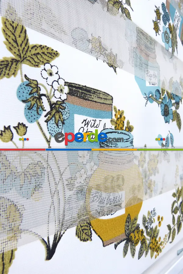 Mutfak Zebra Perde 12-768- Turkuaz-sütlü Kahve