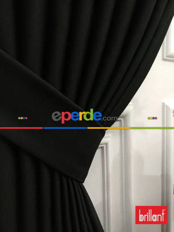 Yatak Odası - Brillant Karartma Blackout Siyah Renk Fon Perde- Siyah