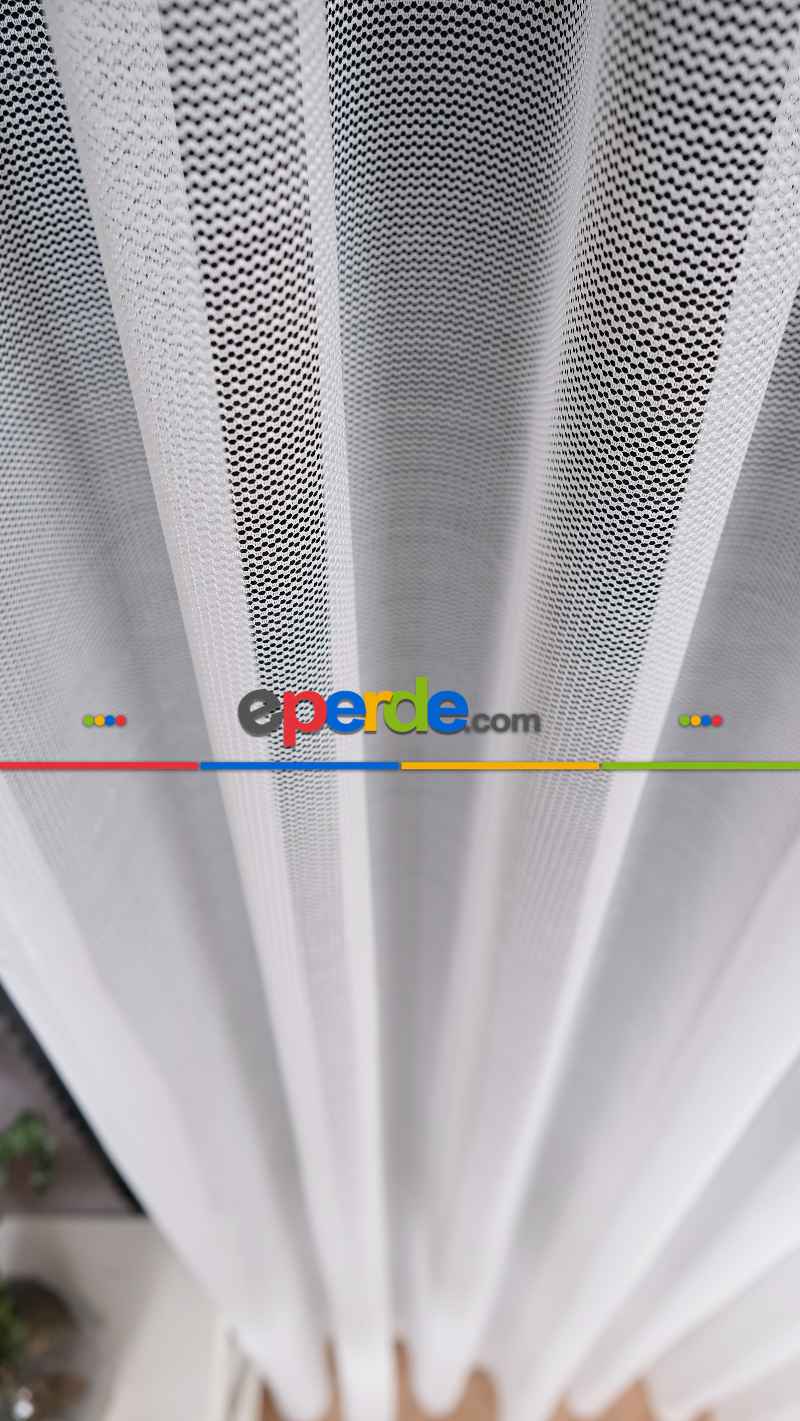 Ekru Düz Tül Perde, Ağır Gramajlı Premium Seri, Eteği Kurşunlu