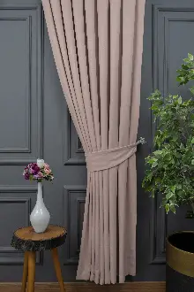 Pudra Pembesi Düz Fon Perde En Dökümlü Fon Perde