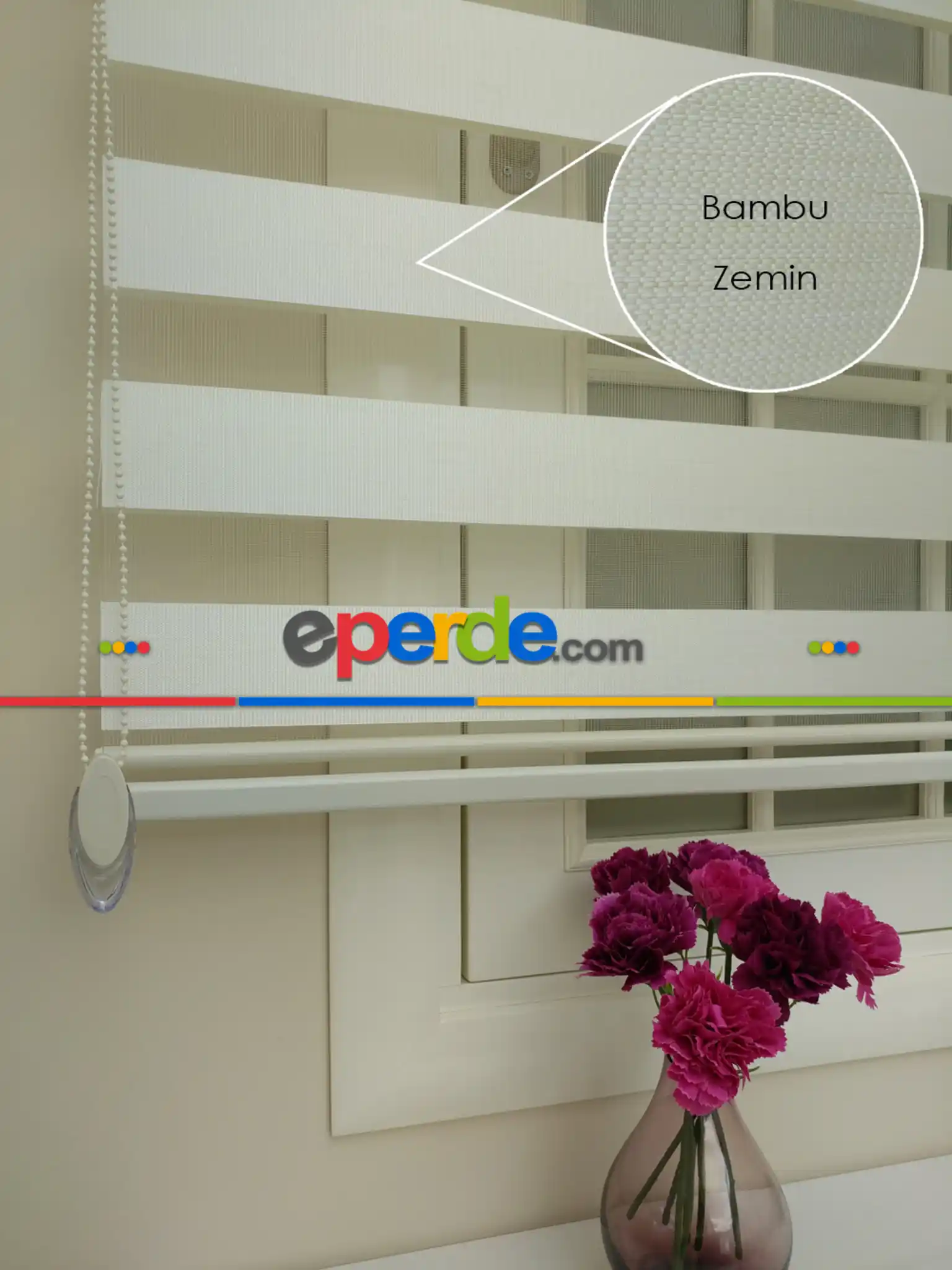 Oturma Odası - Krem - Ekru Renk Bambu Zebra Perde (kalın Zeminli)- Krem-krem Açık