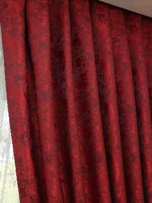 Patine Desenli Kırmızı - Katyonik Jakar Fon Perde- Kırmızı