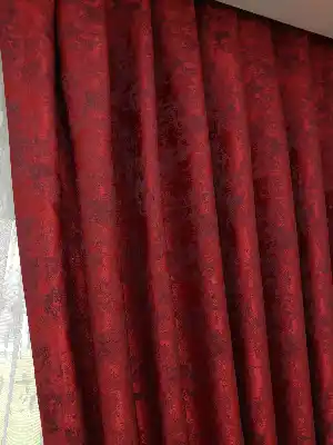Patine Desenli Kırmızı - Katyonik Jakar Fon Perde- Kırmızı
