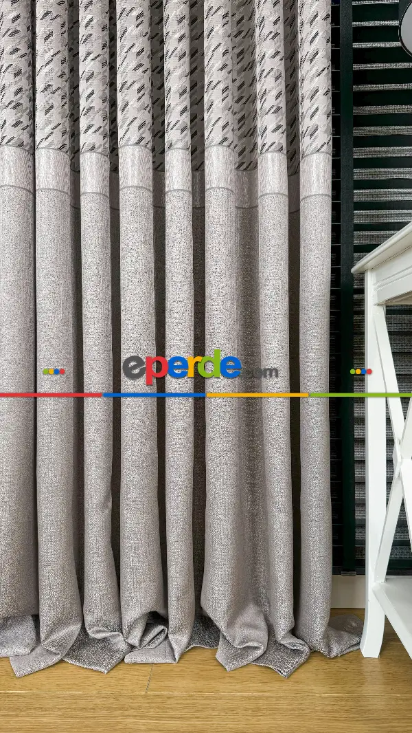 Gül Kurusu Fon Perde, Parlak Zemin, Kazayağı Desenli, Jakar Dokuma