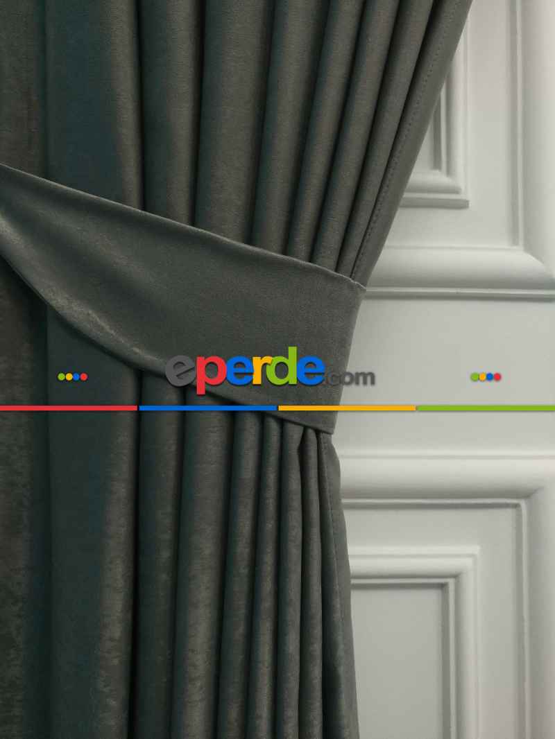 Salon - Soft Fon Perde Gri Rengi Dökümlü En - Gri-Füme-Antrasit
